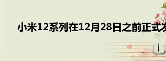 小米12系列在12月28日之前正式发布