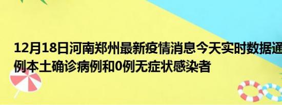 12月18日河南郑州最新疫情消息今天实时数据通报:新增30例本土确诊病例和0例无症状感染者